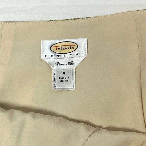 Talbots Petite Vintage Embroidered Botanical Sheer Silk Side Zip Pencil Skirt 4 - Picture 9 of 11